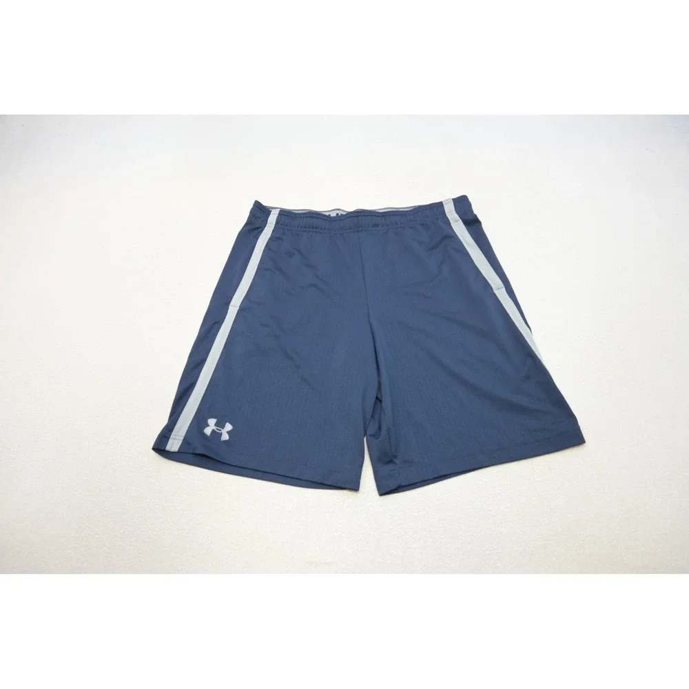 Under Armour Athletic Gym Shorts Mens XL Blue HeatGear Mesh‎ Side Stripe EUC